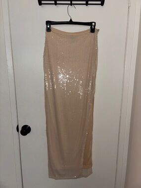 Forever 21 Beige Sequin Maxi Skirt